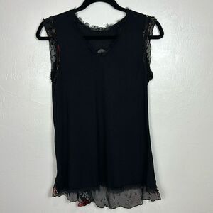 Mezon Cotton Blend Floral Burnout Velvet Split Back Layered Top Size S